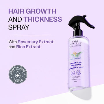 Rosemary & Rice Spray for Hair Growth & Hair Thickness with Rice Water | Soft & Smooth Hair| Controls Hairfall | Non-Greasy & Fast Absorbing Water Hair Growth Spray - 200 ml