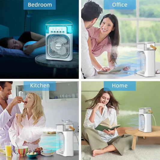 Portable Air Conditioner Fan |  Mist Water, And Humidifier Function | Led Night Light Water Mist | Random Color
